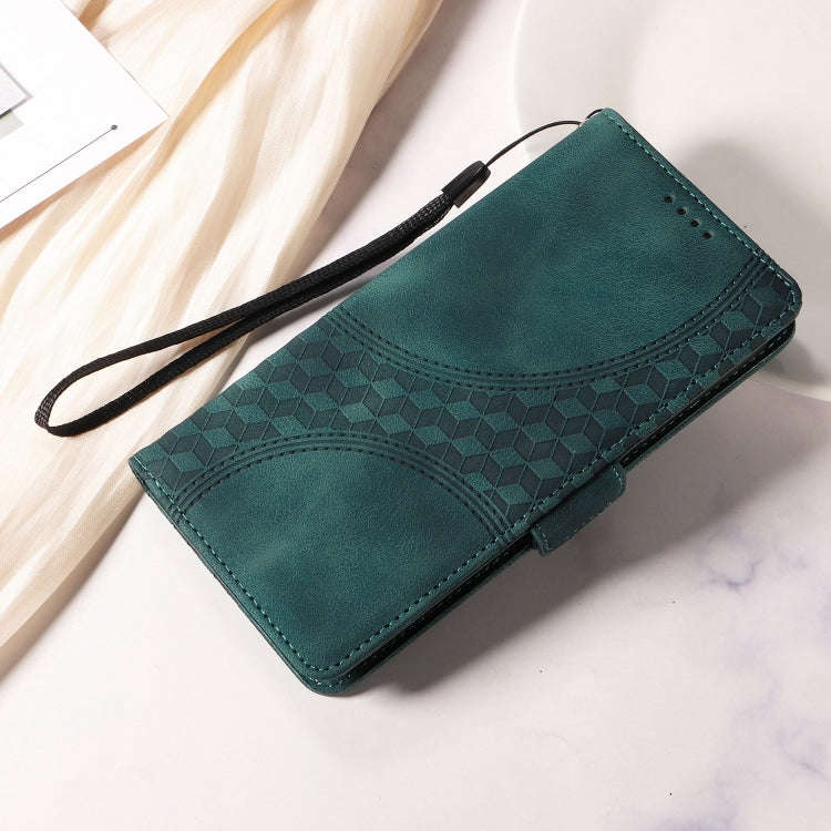For OPPO A11 / X A11 Embossed Rhombus Starry Leather Phone Case(Green)