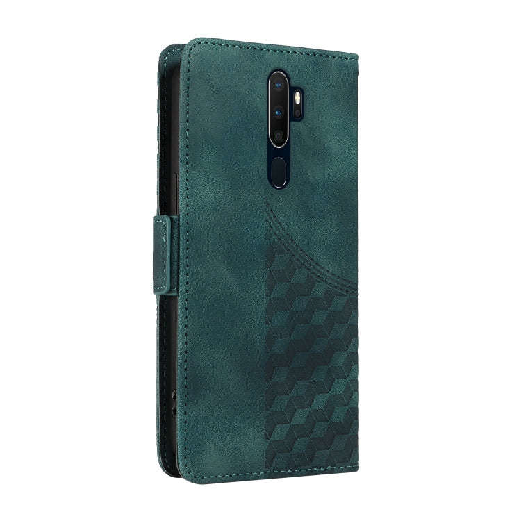 For OPPO A11 / X A11 Embossed Rhombus Starry Leather Phone Case(Green)