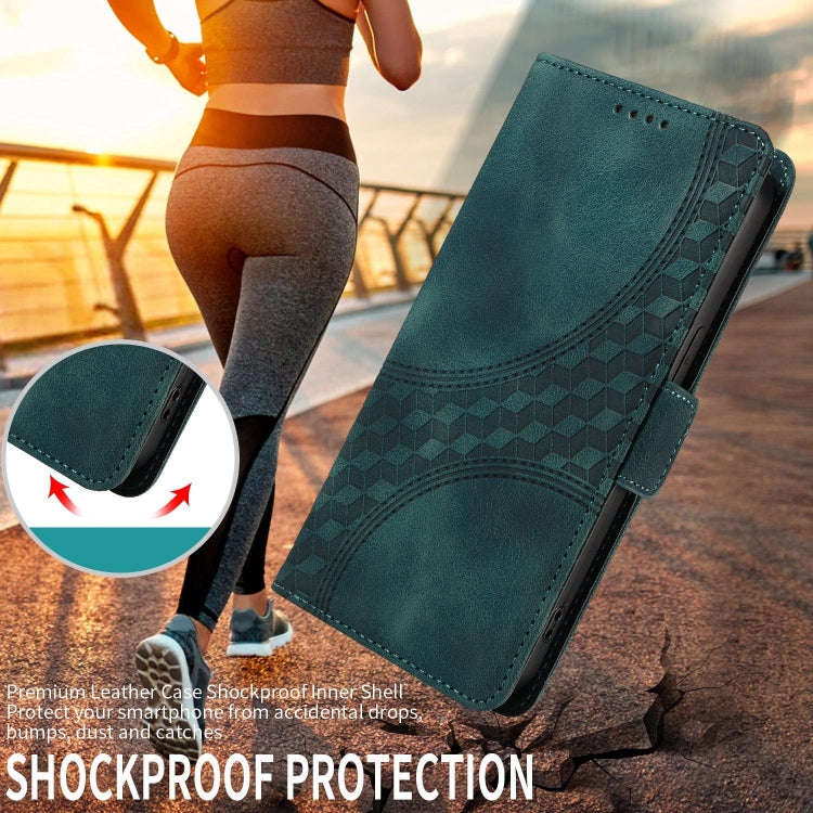 For OPPO A11 / X A11 Embossed Rhombus Starry Leather Phone Case(Green)