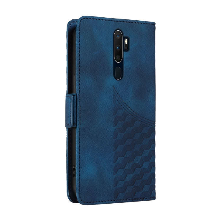 For OPPO A11 / X A11 Embossed Rhombus Starry Leather Phone Case(Blue)