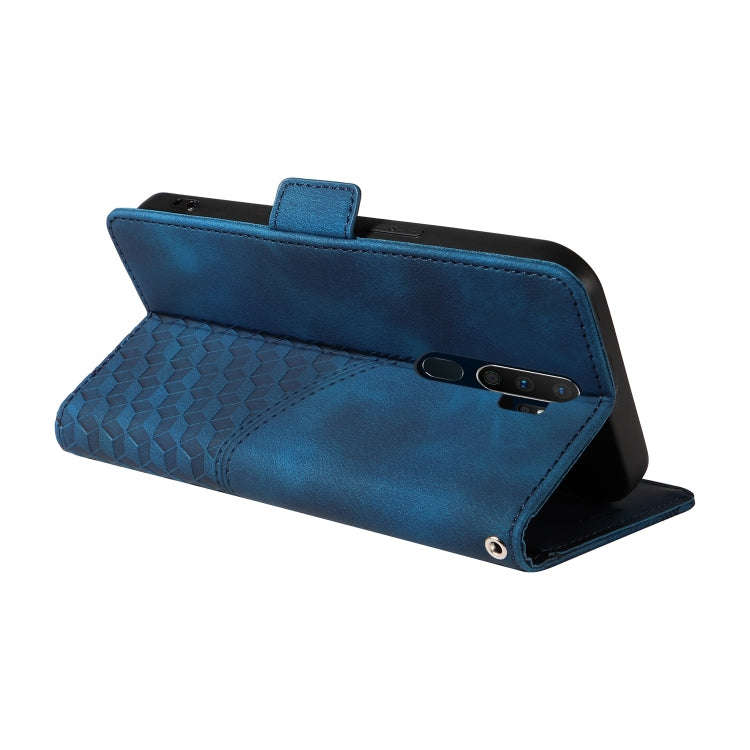 For OPPO A11 / X A11 Embossed Rhombus Starry Leather Phone Case(Blue)