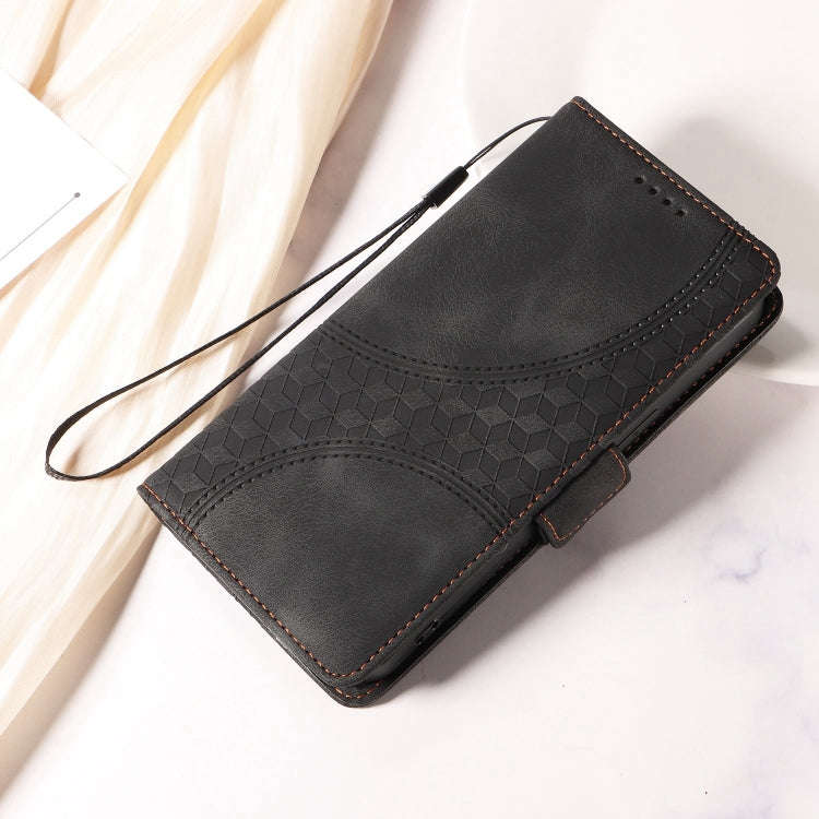 For OPPO A11 / X A11 Embossed Rhombus Starry Leather Phone Case(Black)