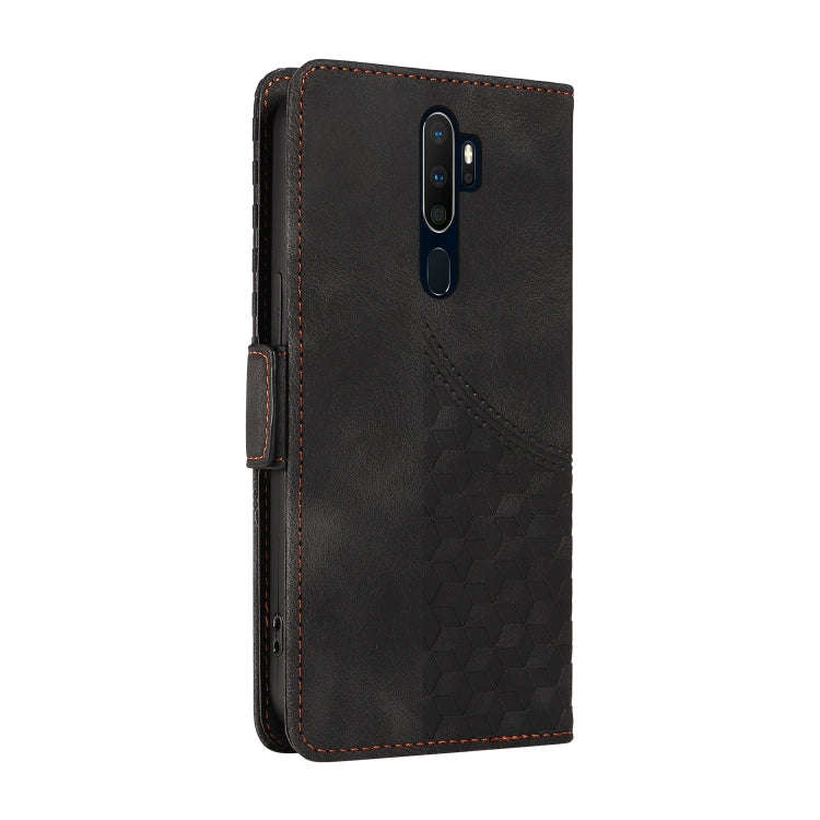 For OPPO A11 / X A11 Embossed Rhombus Starry Leather Phone Case(Black)