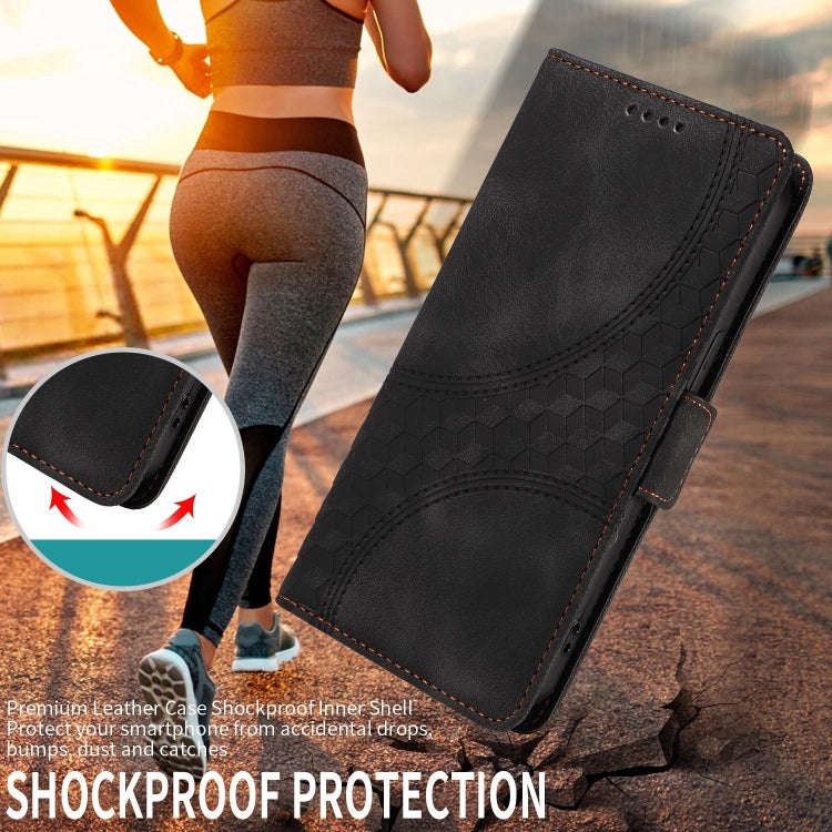 For OPPO A11 / X A11 Embossed Rhombus Starry Leather Phone Case(Black)