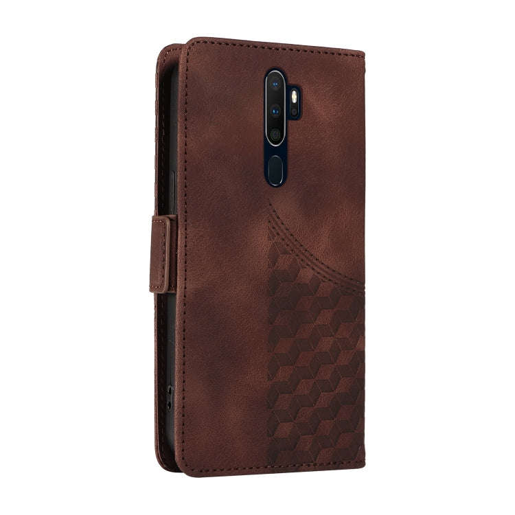 For OPPO A11 / X A11 Embossed Rhombus Starry Leather Phone Case(Brown)