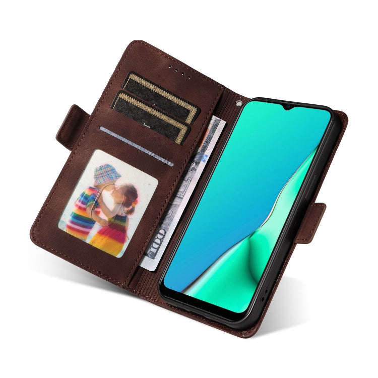 For OPPO A11 / X A11 Embossed Rhombus Starry Leather Phone Case(Brown)