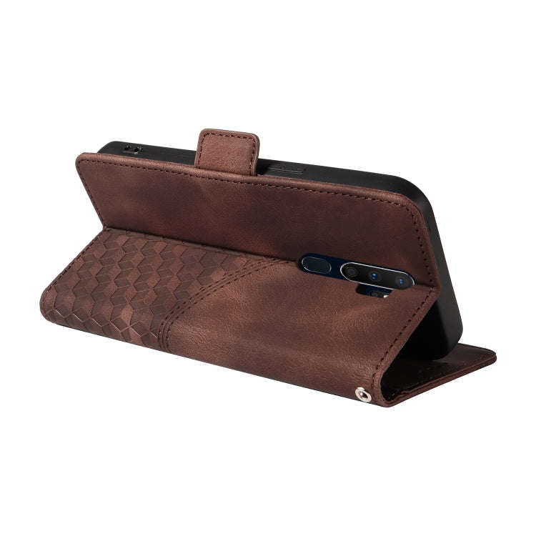 For OPPO A11 / X A11 Embossed Rhombus Starry Leather Phone Case(Brown)