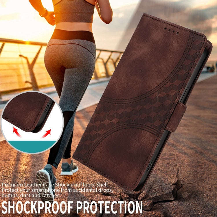 For OPPO A11 / X A11 Embossed Rhombus Starry Leather Phone Case(Brown)