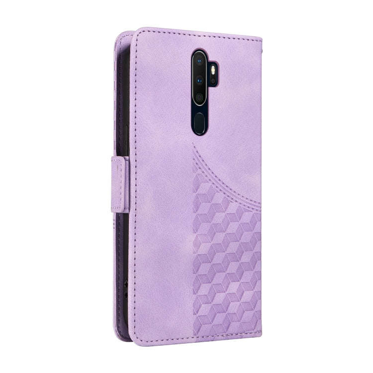 For OPPO A11 / X A11 Embossed Rhombus Starry Leather Phone Case(Purple)