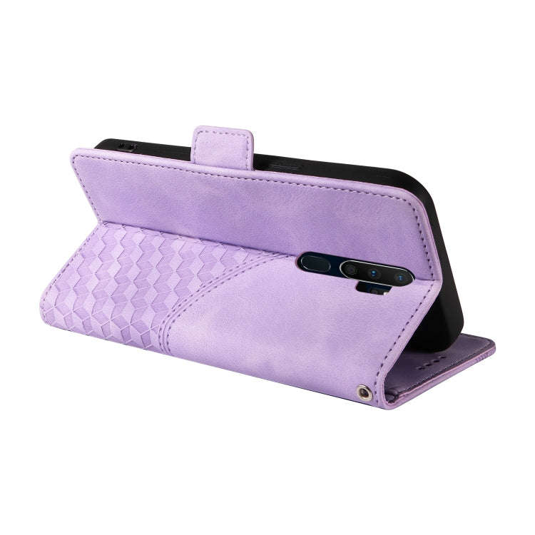 For OPPO A11 / X A11 Embossed Rhombus Starry Leather Phone Case(Purple)