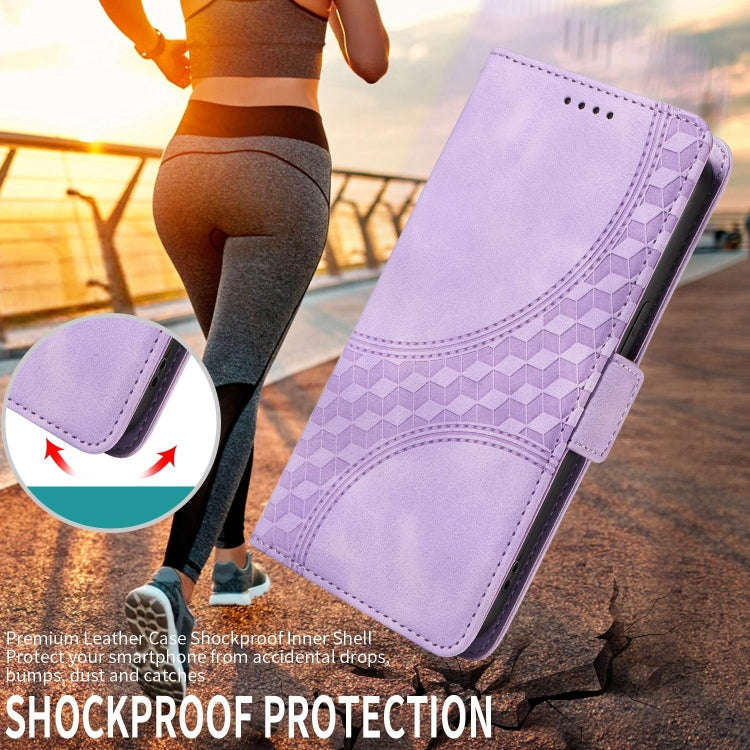 For OPPO A11 / X A11 Embossed Rhombus Starry Leather Phone Case(Purple)