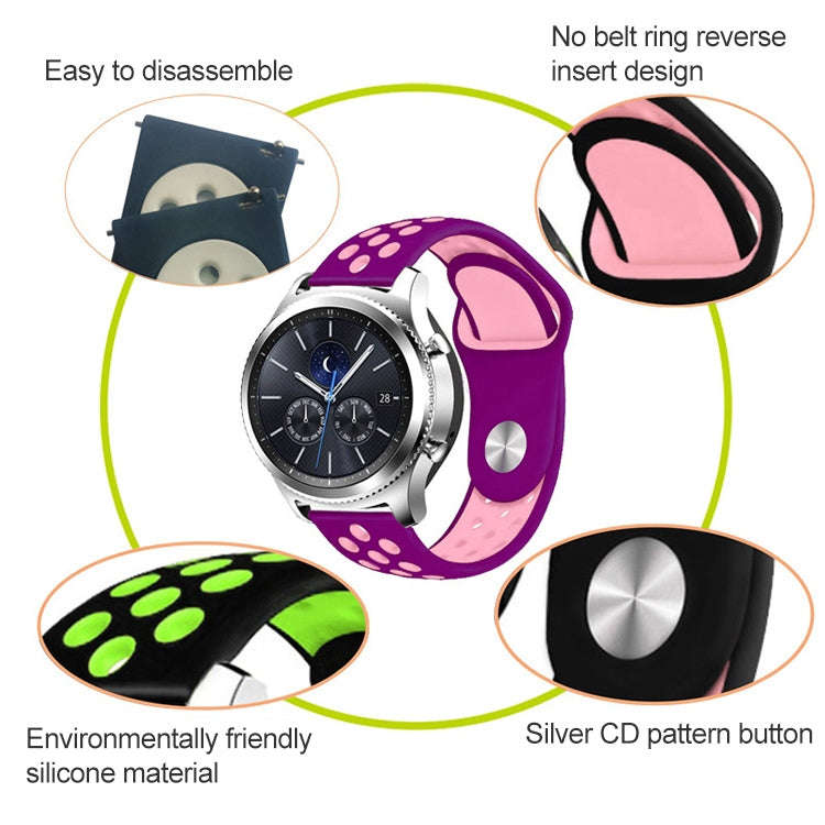 For Samsung Gear S4 Active 22mm Two-color Silicone Watch Band(Black Yellow)