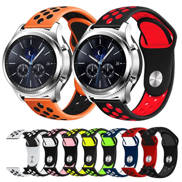 For Samsung Gear S4 Active 22mm Two-color Silicone Watch Band(Black Green)