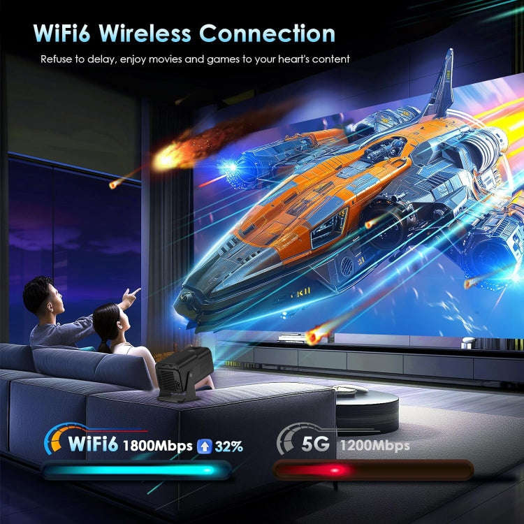 Y6S 4K Android 12.0 Portable Home HD Mini WiFi Projector(UK Plug)