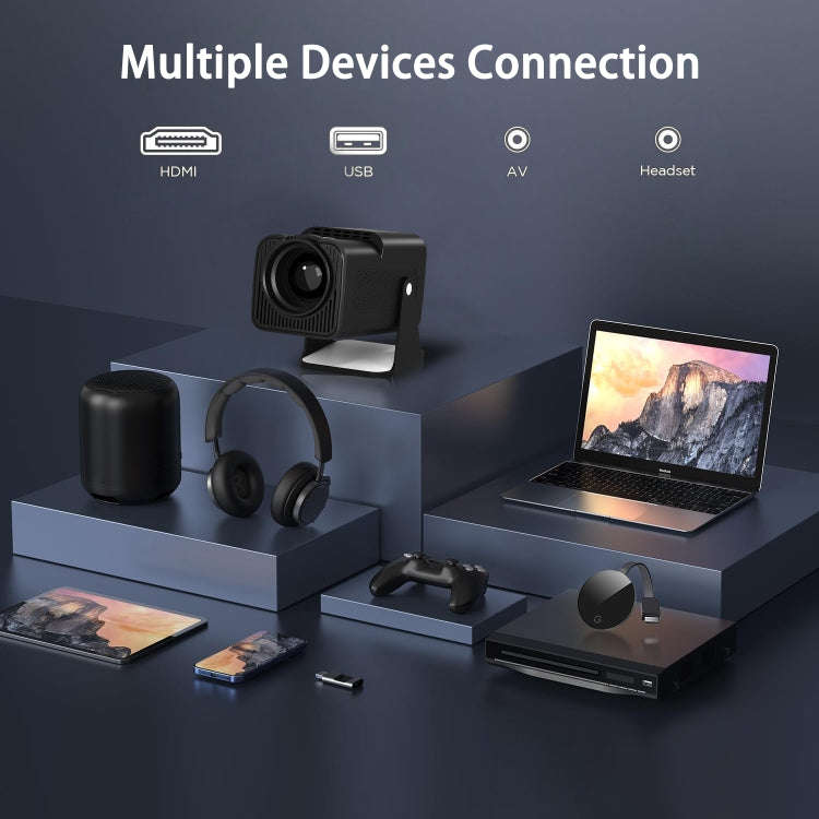 Y6S 4K Android 12.0 Portable Home HD Mini WiFi Projector(US Plug)
