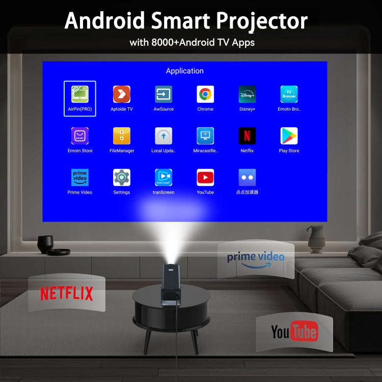 Y6S 4K Android 12.0 Portable Home HD Mini WiFi Projector(UK Plug)