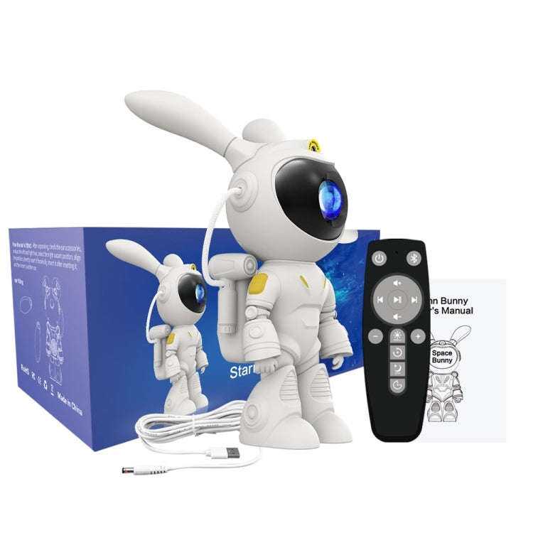 G001 Space Rabbit Starry Sky Projection Lamp Bedroom Laser Atmosphere Light(White)