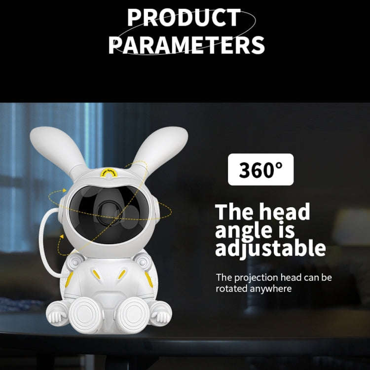G003 Moon Rabbit Starry Sky Projection Lamp Bedroom Laser Atmosphere Light(White)