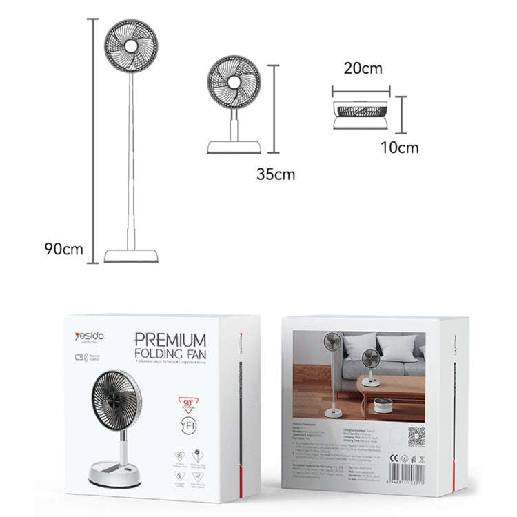 Yesido YF11 Foldable Telescopic Floor Fan(White)