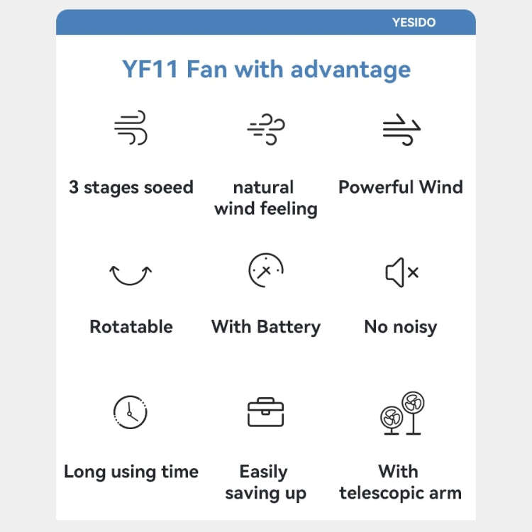 Yesido YF11 Foldable Telescopic Floor Fan(White)