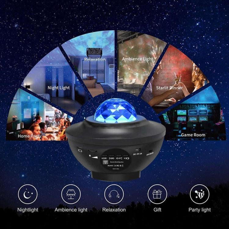 G004 Small Bowl Starry Projection Lamp Laser Light with Bluetooth Speaker(Black)