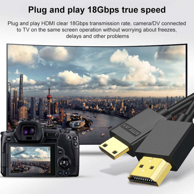 HDMI to Mini HDMI 4K UHD 18Gbps Video Connection Cable, Length:0.3m(Black)