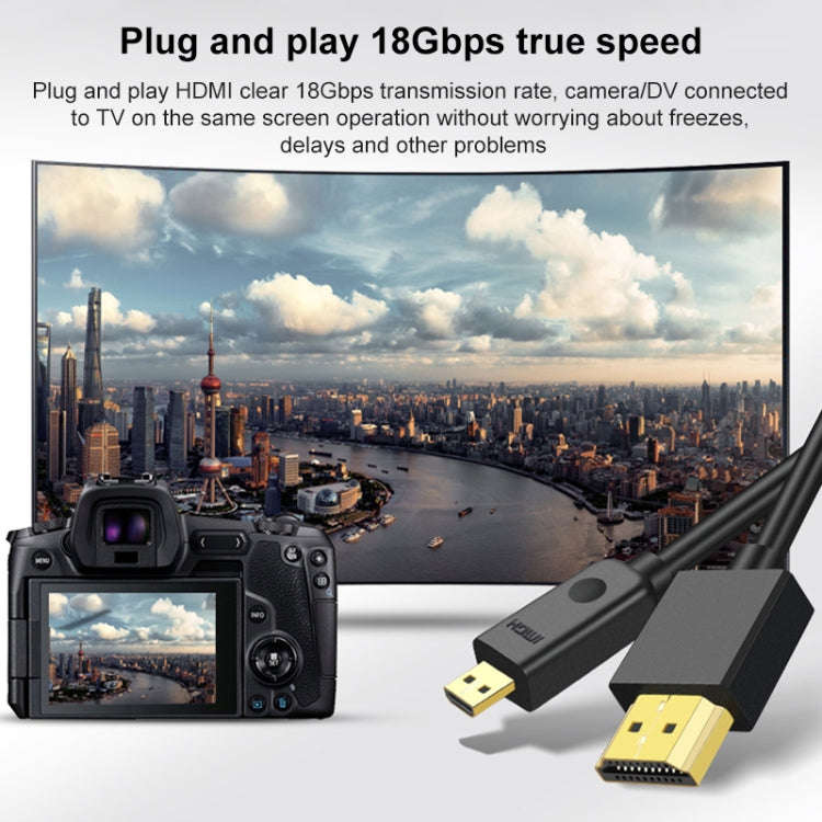HDMI to Micro HDMI 4K UHD 18Gbps Video Connection Cable, Length:0.3m(Black)