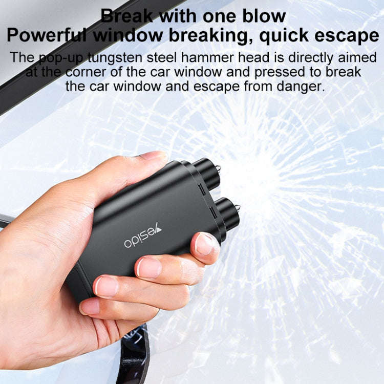 Yesido C248 Multifunctional Seat Belt Cutting Emergency Vehicle Safety Hammer(Black)