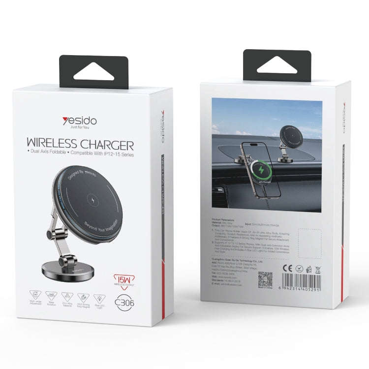 Yesido C306 15W Car Magnetic Wireless Charging Holder(Black)