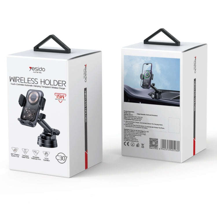 Yesido C307 15W Suction Cup Car Wireless Charging Holder(Black)