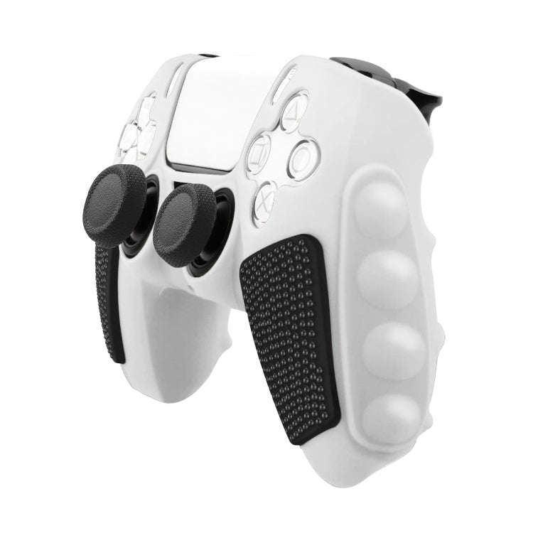 For Sony PS5 Splicing Color Silicone Gamepad Protective Case without Rocker Caps(Black White)