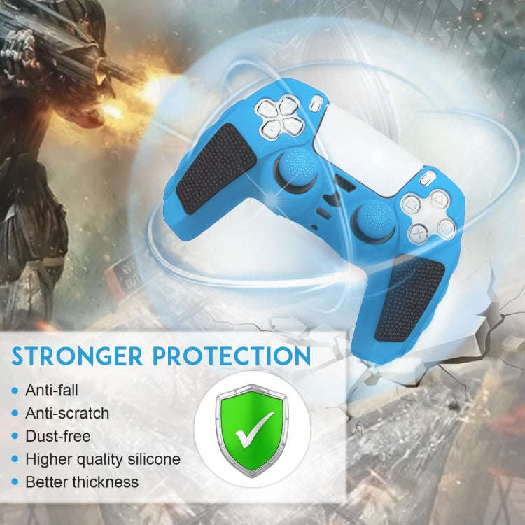For Sony PS5 Splicing Color Silicone Gamepad Protective Case without Rocker Caps(Blue Black)