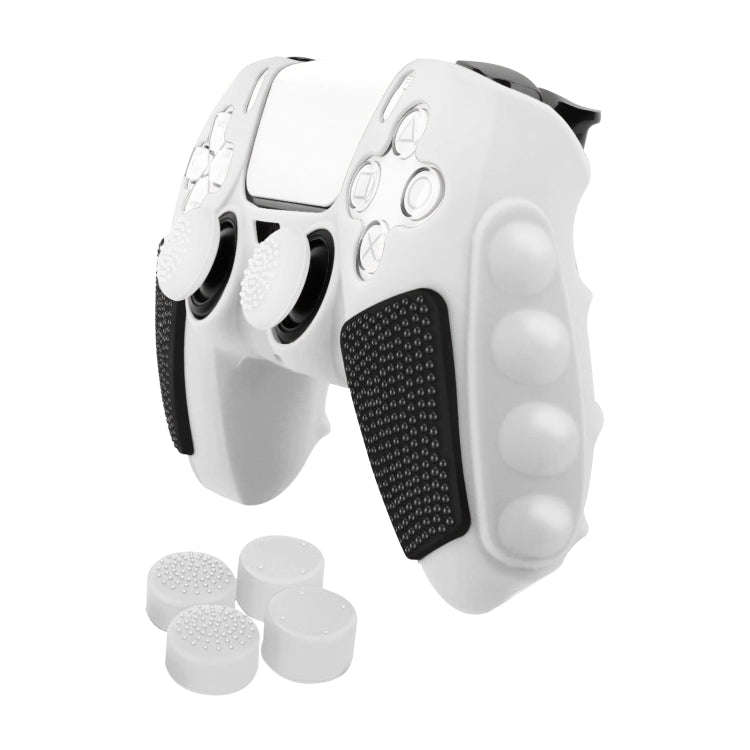 For Sony PS5 Splicing Color Silicone Gamepad Protective Case with Rocker Caps(Black White)