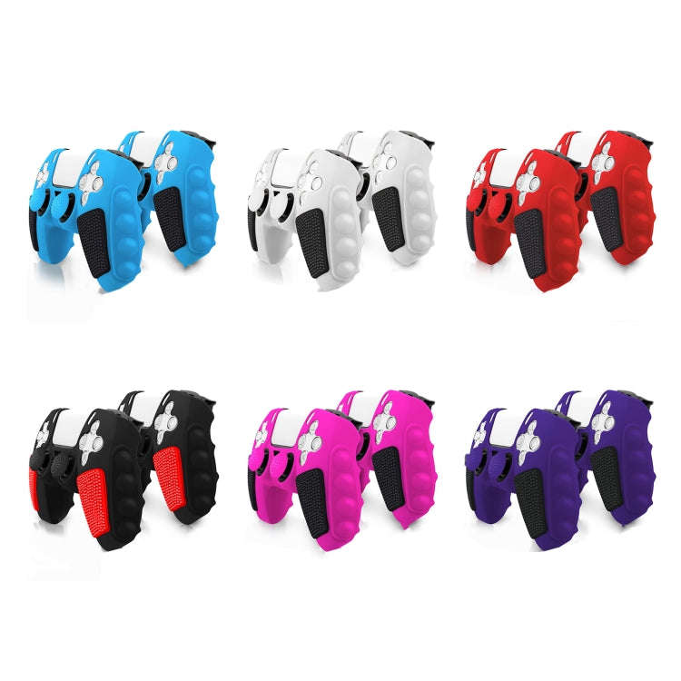 For Sony PS5 Splicing Color Silicone Gamepad Protective Case with Rocker Caps(Pink Black)