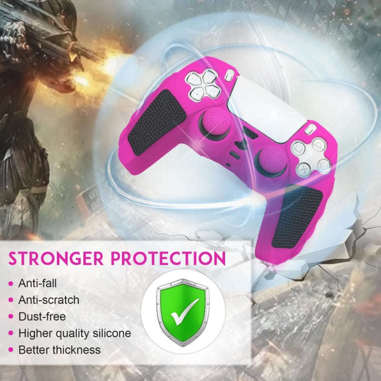 For Sony PS5 Splicing Color Silicone Gamepad Protective Case with Rocker Caps(Pink Black)