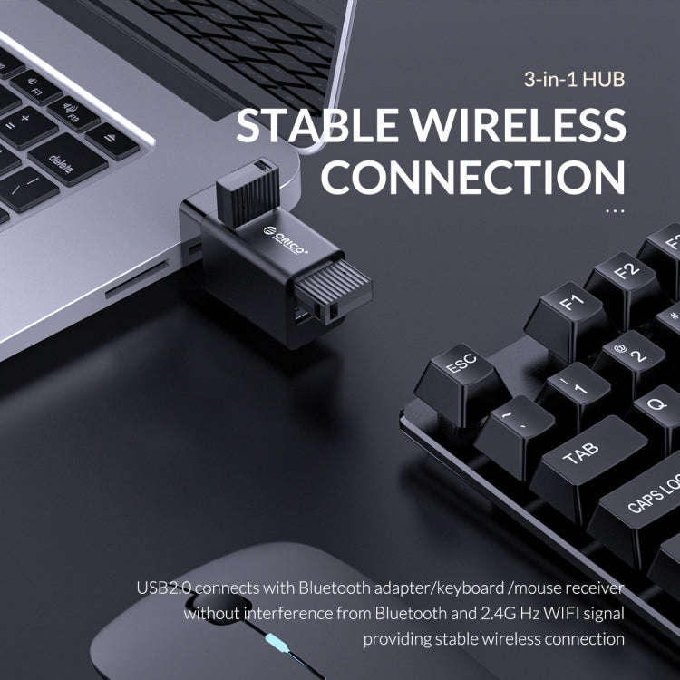 ORICO MINI-U32L 3 in 1 USB Aluminum Alloy Mini HUB Adapter(Black)