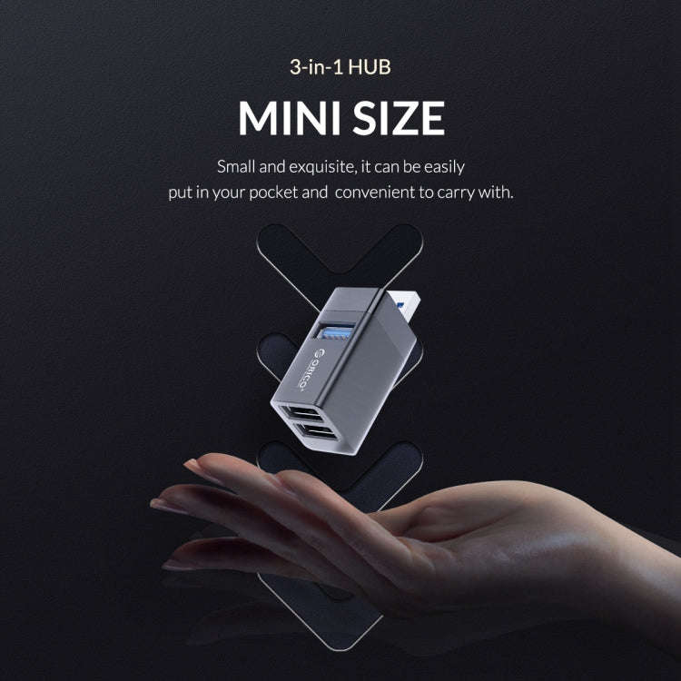 ORICO MINI-U32L 3 in 1 USB Aluminum Alloy Mini HUB Adapter(Gray)