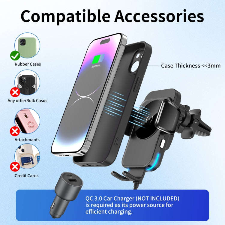 M7 Intelligent Sensing Fast Wireless Charging Car Holder(Black)