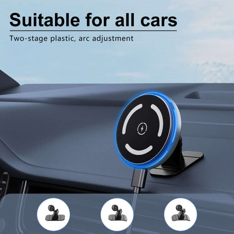 M68 15W Magnetic Wireless Charging Car Holder(Dark Grey)
