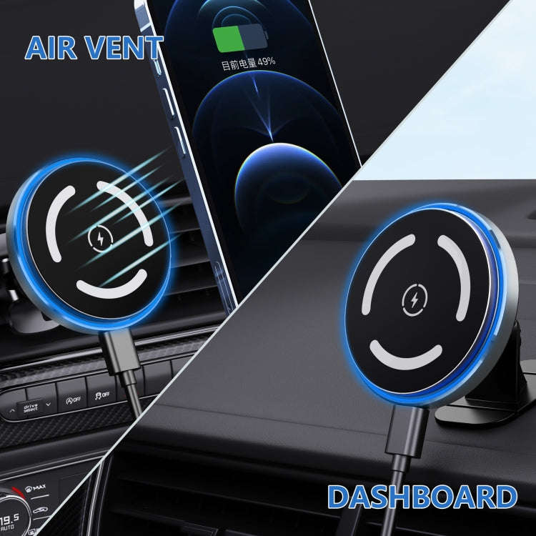 M68 15W Magnetic Wireless Charging Car Holder(Dark Grey)