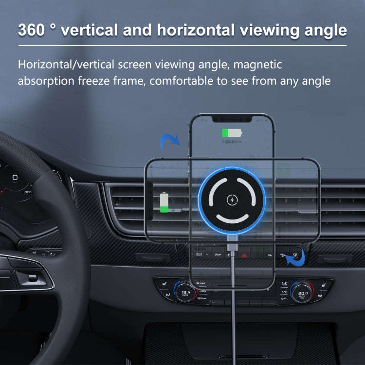 M68 15W Magnetic QI Standard Wireless Charging Car Holder(Dark Grey)