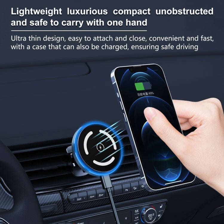 M68 15W Magnetic QI Standard Wireless Charging Car Holder(Dark Grey)