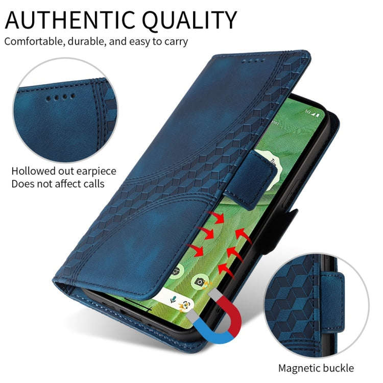 For Honor X6b Embossed Rhombus Starry Leather Phone Case(Blue)