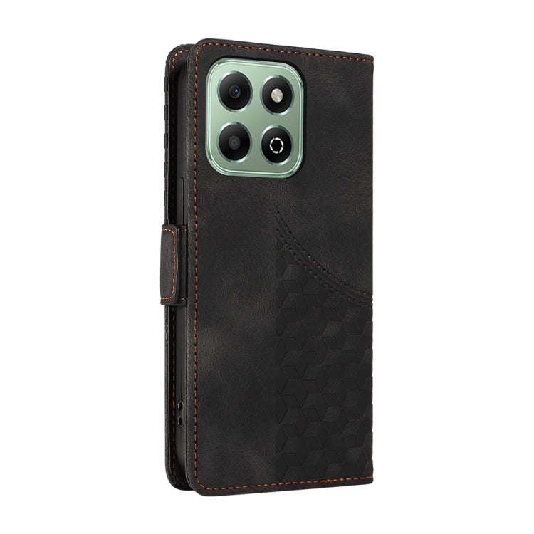 For Honor X6b Embossed Rhombus Starry Leather Phone Case(Black)
