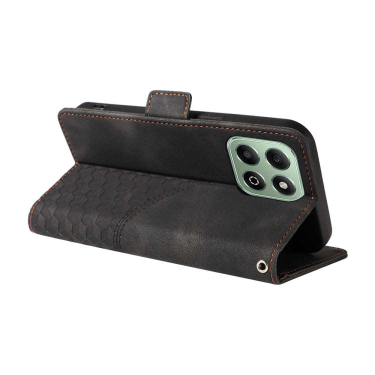 For Honor X6b Embossed Rhombus Starry Leather Phone Case(Black)