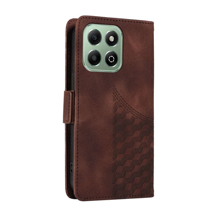 For Honor X6b Embossed Rhombus Starry Leather Phone Case(Brown)
