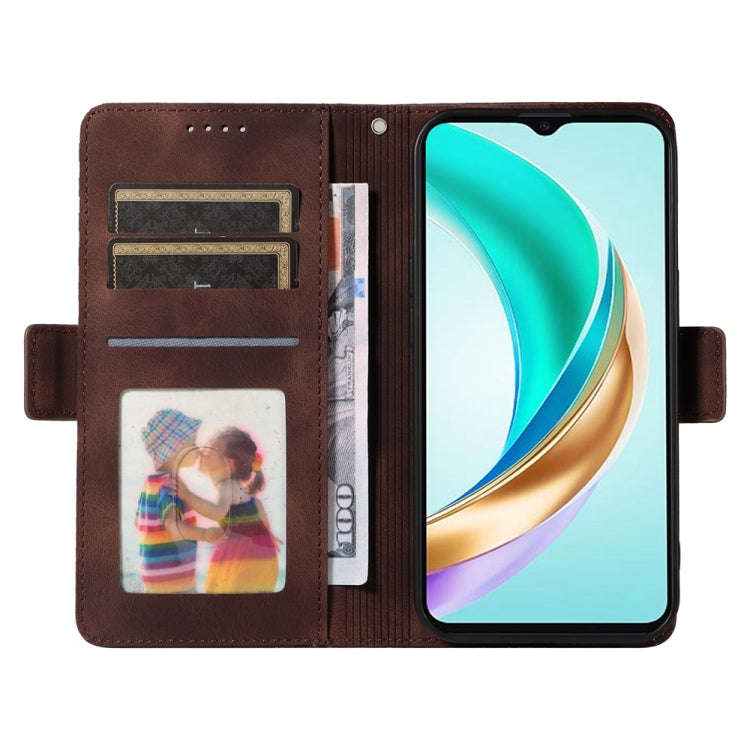For Honor X6b Embossed Rhombus Starry Leather Phone Case(Brown)