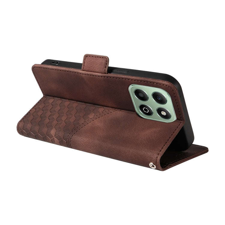 For Honor X6b Embossed Rhombus Starry Leather Phone Case(Brown)