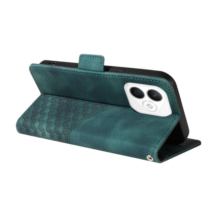 For Honor X60i Embossed Rhombus Starry Leather Phone Case(Green)