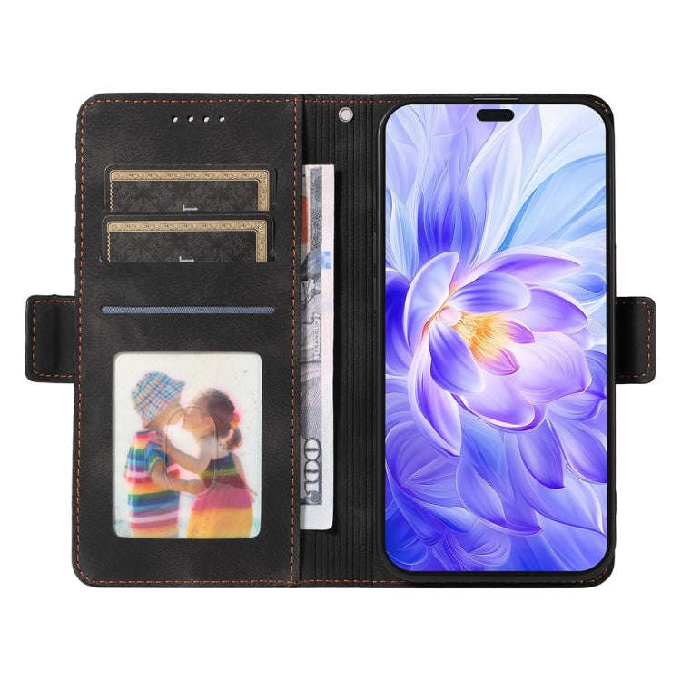 For Honor X60i Embossed Rhombus Starry Leather Phone Case(Black)